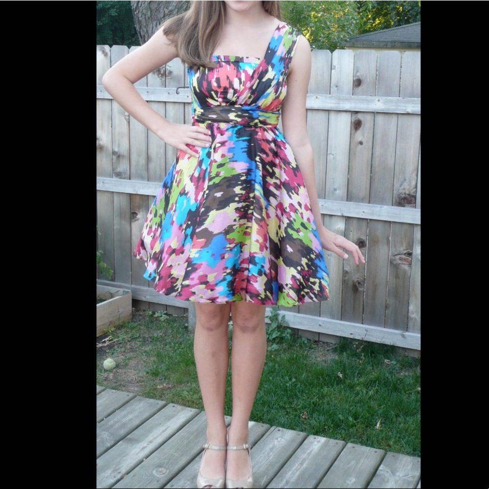 minuet water color cocktail dress